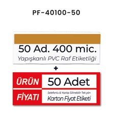 Damga Market Pvc Arkası Yapışkanlı Raf Önü Etiketliği+Silinebilir Karton Iç Etiketi (4X10 cm 100'LÜ Set)