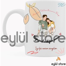 Eylül Design Sevgililer Günü Yazılı Özel Tasarım Baskılı Kupa Bardak Sevgiliye Hediye Kahve Bardağı