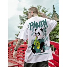 Amor Man Büyük Beden Özel Tasarım Panda Sırt Baskılı %100 Pamuk Sokak Stili Hip Hop Erkek T-Shırt