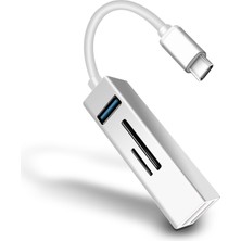 Apera BN08 Macbook ve Android Için 5 In 1 Alüminyum Type-C To USB 5gbps 3.0 Çoklayıcı Hafıza Kartı Okuyucu Otg