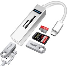 Apera BN08 Macbook ve Android Için 5 In 1 Alüminyum Type-C To USB 5gbps 3.0 Çoklayıcı Hafıza Kartı Okuyucu Otg