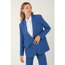 HE-QA Dökümlü Blazer Ceket İndigo
