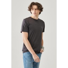 Lee Lee Lightweight Logo Erkek Siyah Bisiklet Yaka Tişört