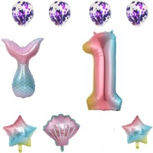 Bkmc Yaş Gökkuşağı Deniz Kızı Balonları Doğum Günü Partisi Malzemeleri Doğum Günü Partisi Süslemeleri