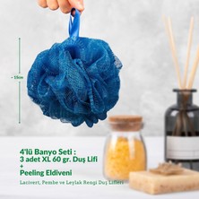 Aule 3 Adet Xlarge Banyo Lifi & Doğal Sisal Peeling Eldiveni - Duş Kesesi, Duş Lifi, Banyo Kesesi