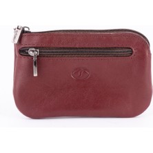 Shop GG 609 Model Hakiki Deri Ortadan Fermuarlı Anahtarlık Bordo
