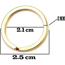 Eminönü Toptancı Zincirsiz Boş  Yassı Model Anahtarlık Halkası  2.5 cm (50 Adet)  Gold