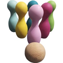 Bowling Seti Ahşap Oyuncak ( 6 Parça Labut + 1 Adet Top) Woodentoys Waldorftoys Montessori