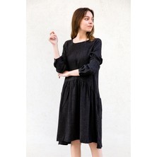 Gils Butik Antrasit Midi Boy Elbise