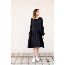 Gils Butik Antrasit Midi Boy Elbise