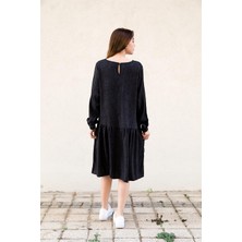 Gils Butik Antrasit Midi Boy Elbise