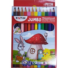 Fatih 12 Li Jumbo Üçgen Kuru Boya Triangular 1 Paket Jumbo Üçgen Boya Kalemi 12 Renk Kuruboya