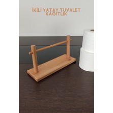 K&G Foot Rest Kayın Masif Ahşap Dekoratif Tuvalet Kağıtlığı Yatay Ikili