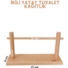 K&G Foot Rest Kayın Masif Ahşap Dekoratif Tuvalet Kağıtlığı Yatay Ikili