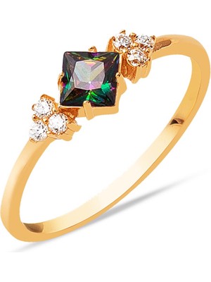 Bilezikci Obsidyen Taşlı 14 Ayar Rose Altın Yüzük