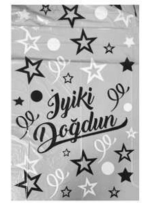 Kidspartim Iyi Ki Doğdun Yazılı Gümüş Masa Örtüsü