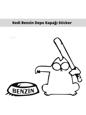 Hellove Kedi Sopalı Depo Kapağı Oto Sticker 15 cm