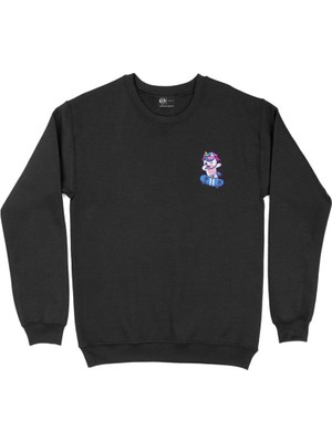 Cix Kaykaylı Unicorn Cep Tasarım Baskılı Sweatshirt