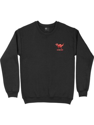 Cix Dinozor Park Kırmızı Cep Tasarım Baskılı Sweatshirt