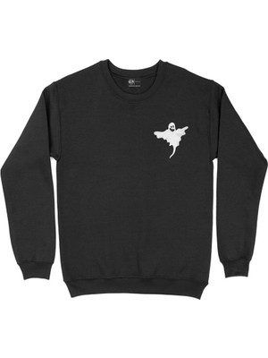 Cix Sevimli Hayalet Cep Tasarım Baskılı Sweatshirt