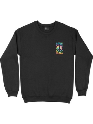 Cix Love Peace Barış  Cep Tasarım Baskılı Sweatshirt