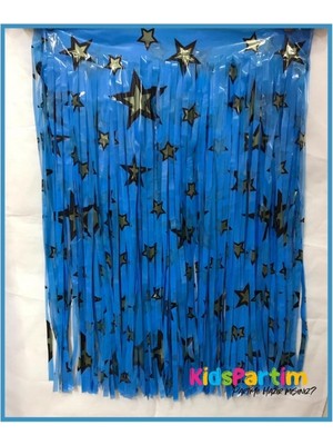 Kidspartim Metalize Yıldız Baskılı Mavi Masa Püskülü