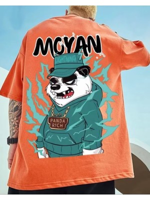 Amor Man Büyük Beden Özel Tasarım Panda Rıch Sırt Baskılı %100 Pamuk Sokak Stili Hip Hop Erkek T-Shırt