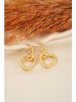 By Zeyna Aksesuar Kadın Özel Tasarım  Sallantılı Kalp Model Küpe