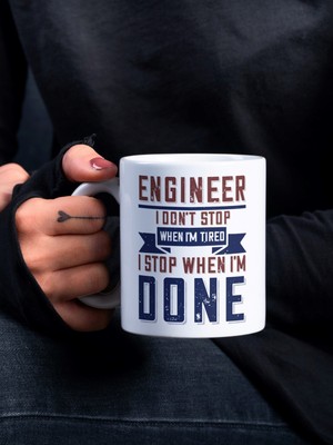 Eylül Design Mühendis Temalı Özel Tasarım Kupa Meslek Kupaları Baskılı Hediye Kupa Bardak-Doğum Günü Hediye