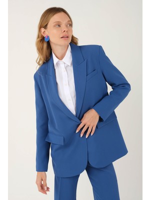 HE-QA Dökümlü Blazer Ceket İndigo