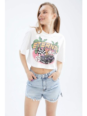 DeFacto Coool Oversize Fit Baskılı Kısa Kollu %100 Pamuk Tişört Z2177AZ23SM