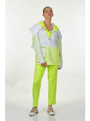 Ysatis Oversize Kapüşonlu Neon Kadın Ceket - Günlük Spor