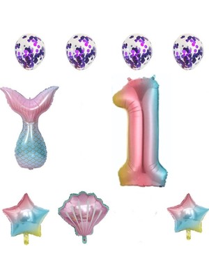 Bkmc Yaş Gökkuşağı Deniz Kızı Balonları Doğum Günü Partisi Malzemeleri Doğum Günü Partisi Süslemeleri