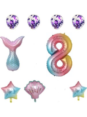 Bkmc Yaş Gökkuşağı Deniz Kızı Balonları Doğum Günü Partisi Malzemeleri Doğum Günü Partisi Süslemeleri