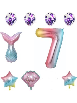 Bkmc Yaş Gökkuşağı Deniz Kızı Balonları Doğum Günü Partisi Malzemeleri Doğum Günü Partisi Süslemeleri