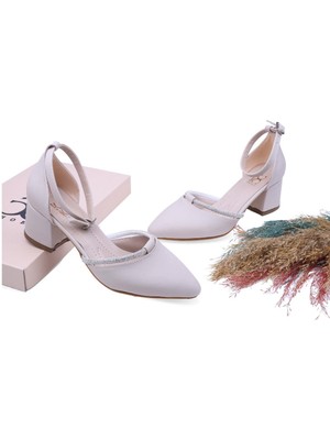 Ceylan 2857 Kadın Bilekten Bağlamalı 6 cm Topuklu Ayakkabı