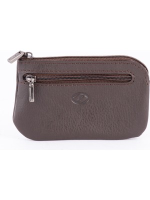 Shop GG 609 Model Hakiki Deri Ortadan Fermuarlı Anahtarlık Kahve