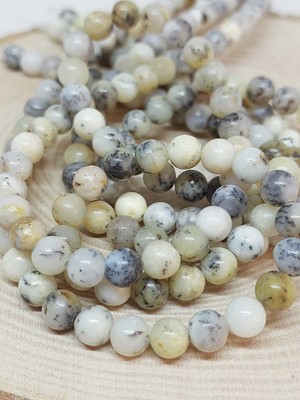 Yaşam Tohumu Beyaz Alacalı Opal Taşı Dizi 6mm