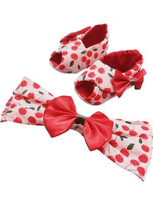 Nar Kız Bebek Hediyelik Sandalet Bandana Set