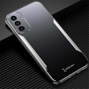 Samsung Galaxy A14 5g Kılıf Zebana Metal Mitras Kılıf (Silikon Kenar) Gri