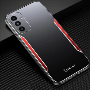 Samsung Galaxy A14 5g Kılıf Zebana Metal Mitras Kılıf (Silikon Kenar) Kırmızı