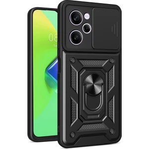 Case Street Casestreet Xiaomi Poco X5 Pro 5g Kılıf Sert Silikon Tank Aramid Sürgülü Vega Yüzüklü Siyah