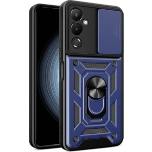 Tecno Pova Neo 2 Kılıf Sert Silikon Tank Aramid Sürgülü Vega Yüzüklü Lacivert