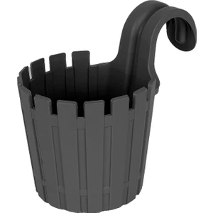 Akasya Tekli Kolay Askı 1,5 Litre Antrasit Gri Askılı Balkon Küpeşte Saksısı Plastik Çit Saksı 15CM
