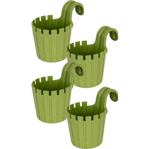 4 Adet Akasya Tekli Kolay Askı Saksı Seti 1,5 Litre Yosun Yeşili Askılı Balkon Çit Saksısı Set 15CM