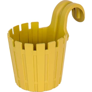Akasya Tekli Kolay Askı 1,5 Litre Sarı Askılı Balkon Küpeşte Saksısı Plastik Çit Saksı 15CM