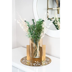 Ömas Konsept Premium Metal Gold Eskitme Ayaklı Renkli Cam Vazo,dekoratif Metal Ayaklı Gold Cam Vazo,saksı