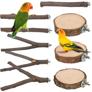 Kuş Tünekleri Stand Oyuncak, Doğal Ahşap Papağan Levrek Standı Kuş Kafesi Dalları