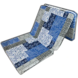 Vip Home Concept Katlanır Sünger Yatak Ekose Minder Yatak Fermuarlı 70X180X6 Cm-Mavi Etnik