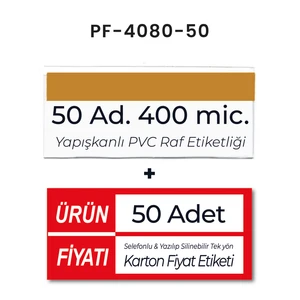 Damga Market Pvc Arkası Yapışkanlı Raf Önü Etiketliği+Silinebilir Karton Iç Etiketi (4X8CM Set)